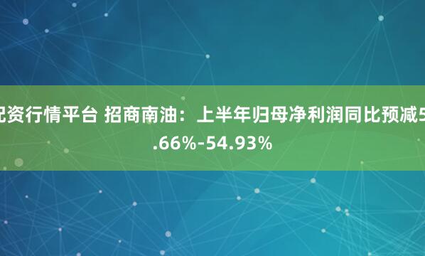 配资行情平台 招商南油：上半年归母净利润同比预减51.66%-54.93%